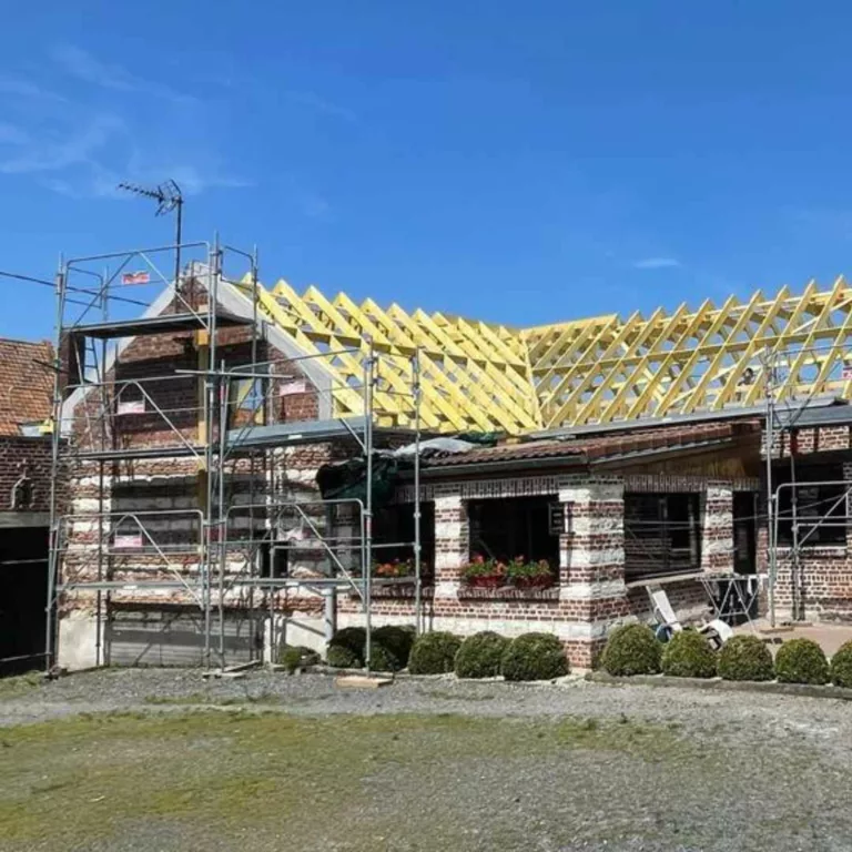 Charpente en bois sur maison en rénovation